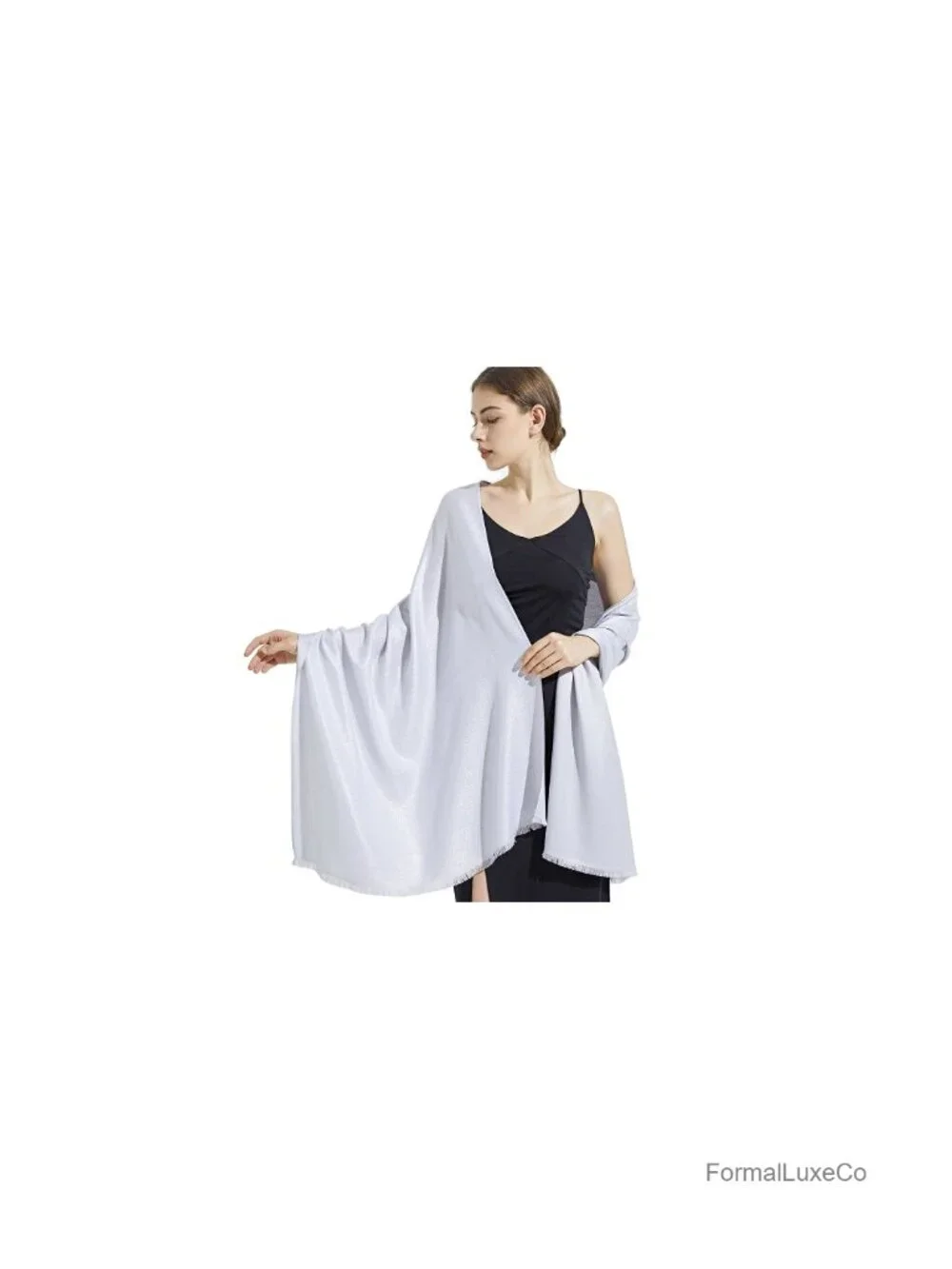 Sparkly Metallic Pashmina Shawl Wrap for Women Formal Evening Dresses